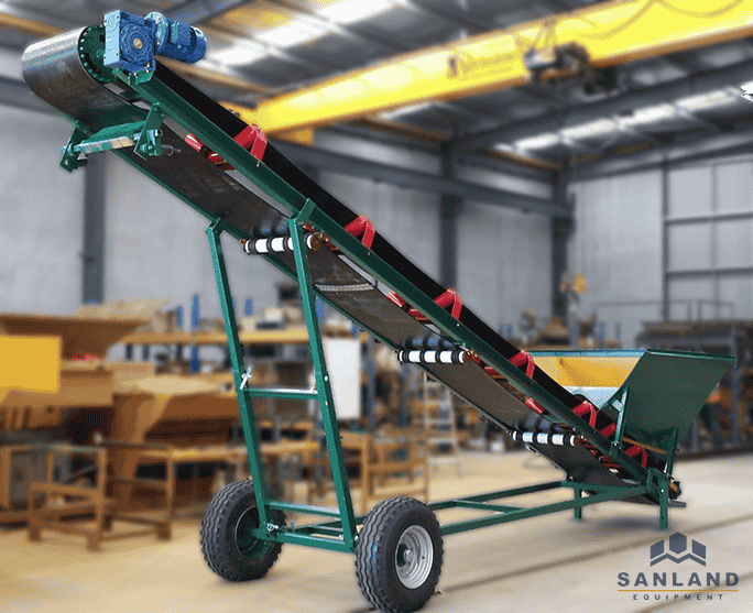 1) 8m x 600mm Custom Wheeled Conveyor In Customer's Colour